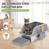 Oversized Stainless Steel Cat Litter Box - Easy Clean Non-Stick Bottom High Fence