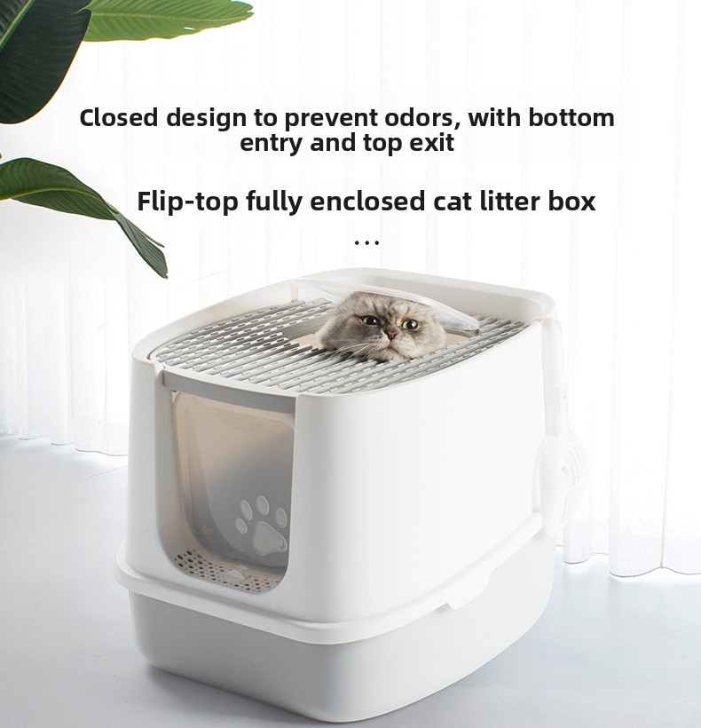 Fully Enclosed Extra Large Cat Litter Box Easy To Clean Deodorant Detachable Wholesale With Litter Scoop