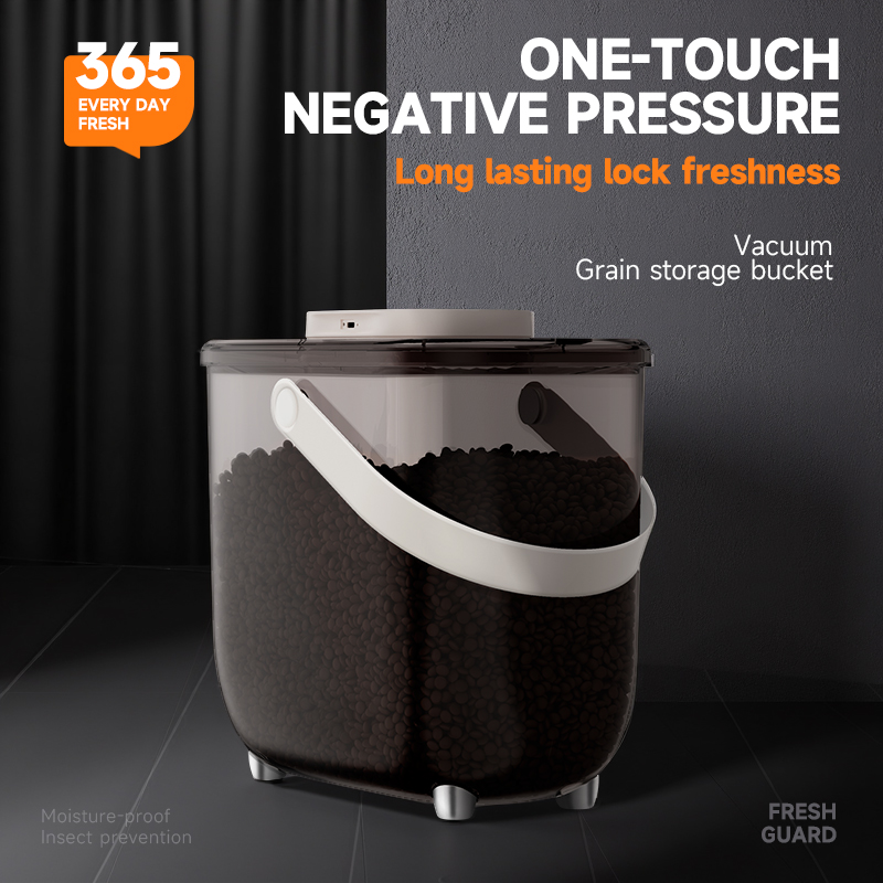 Smart Vacuum Pet Food Storage Bucket - 10L Airtight Moisture/Insect Proof for Cat/Dog Food