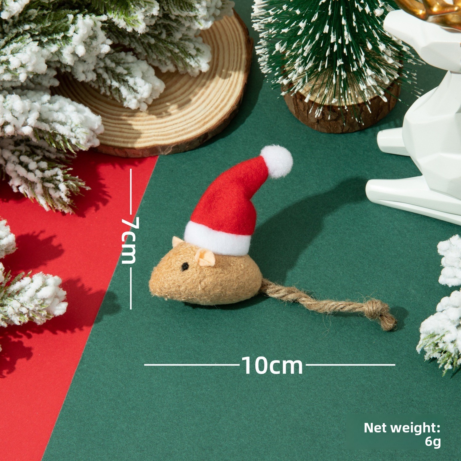 Christmas Catnip Mouse Toys - Santa Hat Plush Pet Toys with Cat Grass for Cats