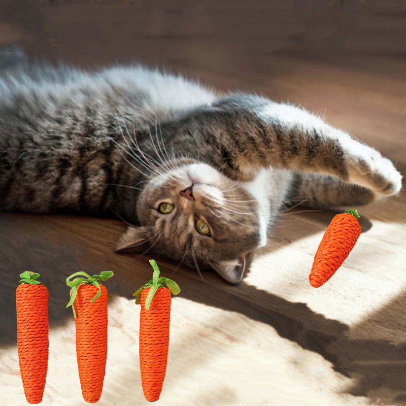 Rope Carrot Cat Toys - Durable Chew Scratch Toys for Self-Entertainment