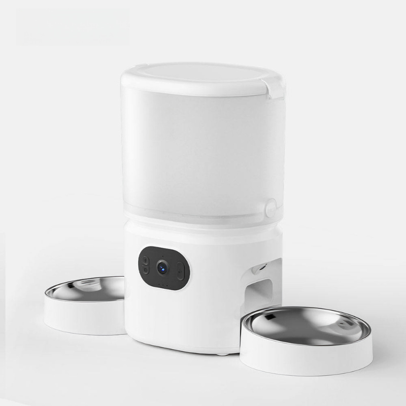 New Smart 5L Pet Food Feeder - Triple Lens, Two Bowls Auto Dispenser for Cats