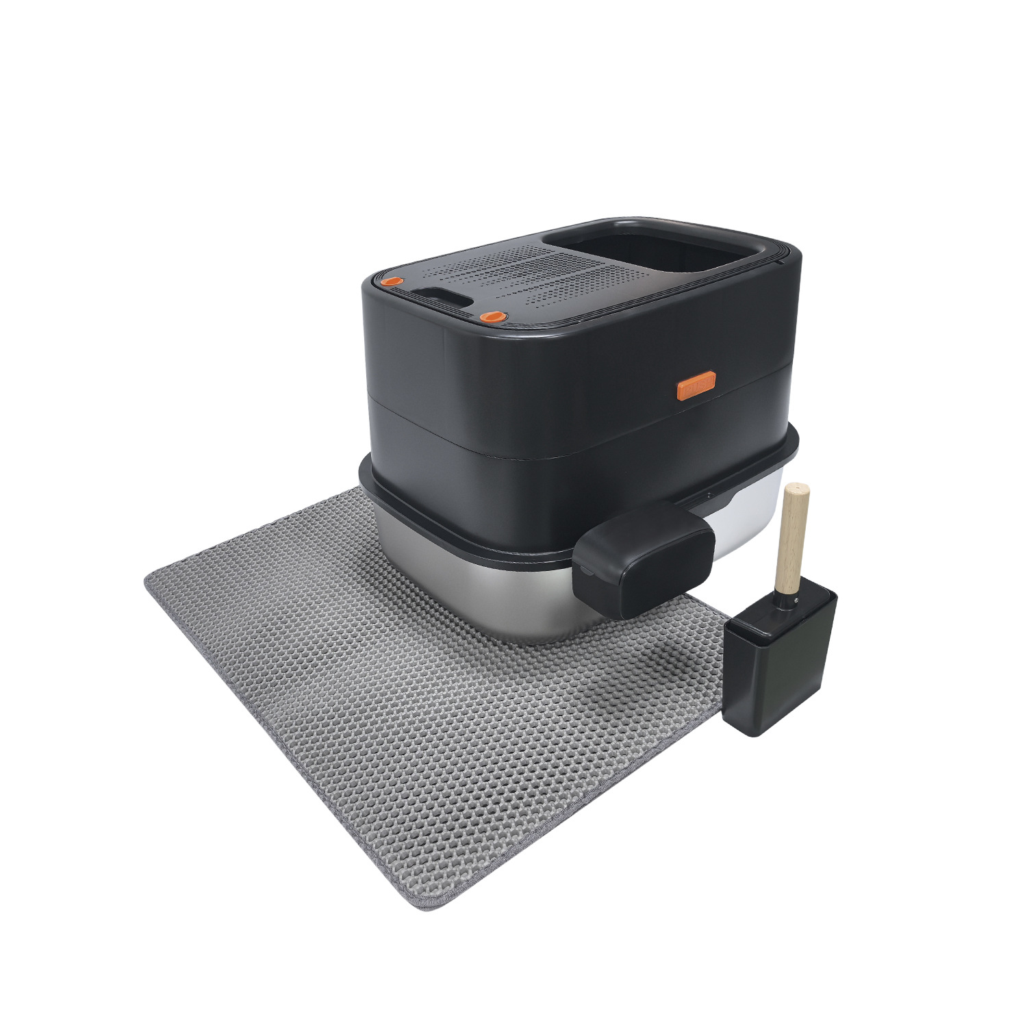 Detachable Fully Enclosed Stainless Steel Cat Litter Box Extra Large Anti-Splash Flip-Top Odor-Proof Cat Toilet