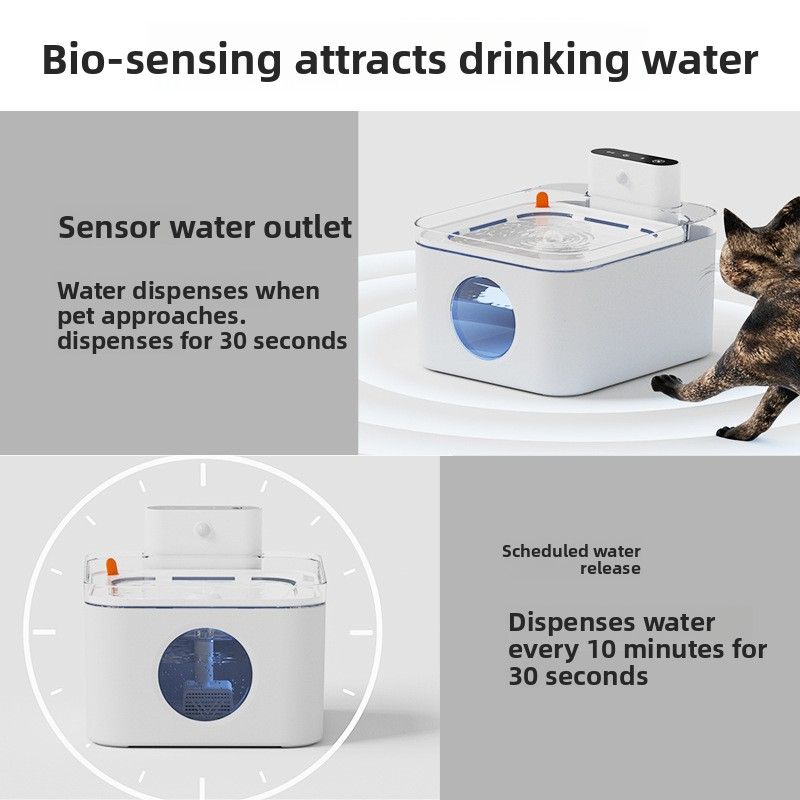3L Wireless Charging Pet Water Fountain Sensor Activated Water Dispenser For Dogs
