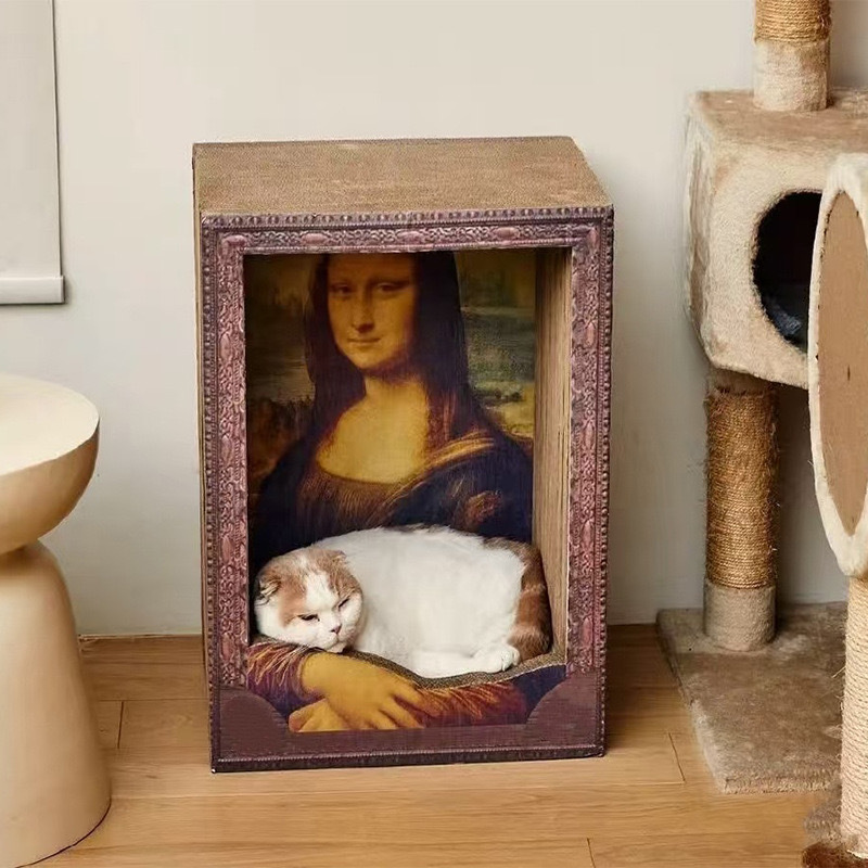 Mona Lisa Oil Painting Cat Scratcher Bed - Art Decor Pet Nest for Cats