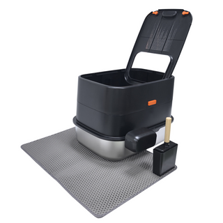 Detachable Fully Enclosed Stainless Steel Cat Litter Box Extra Large Anti-Splash Flip-Top Odor-Proof Cat Toilet