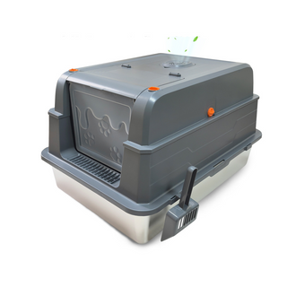 Fully Enclosed Extra Large Stainless Steel Cat Litter Box Tall Design Easy to Clean Odor-Proof Anti-Splash Cat Toilet Bulk