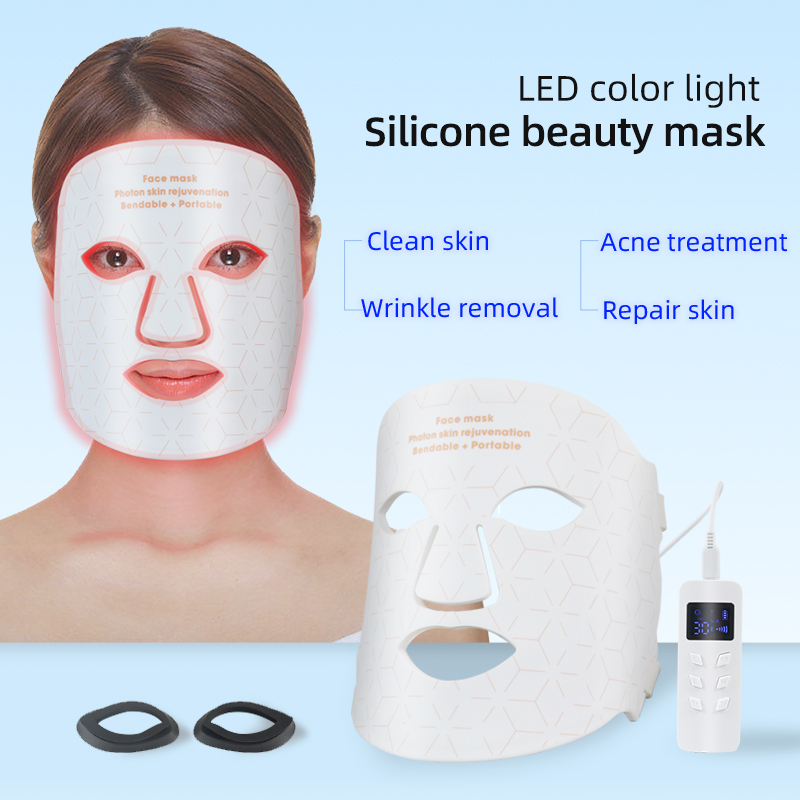 LED Color Light Silicone Beauty Mask - Photon Skin Rejuvenation for Acne, Wrinkles & Skin Repair