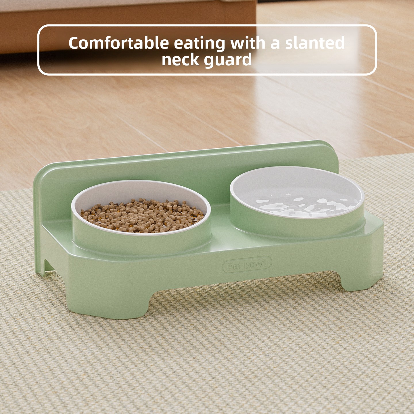 Minimalist Pet Double Bowl - Food & Water Feeder for Cats & Dogs
