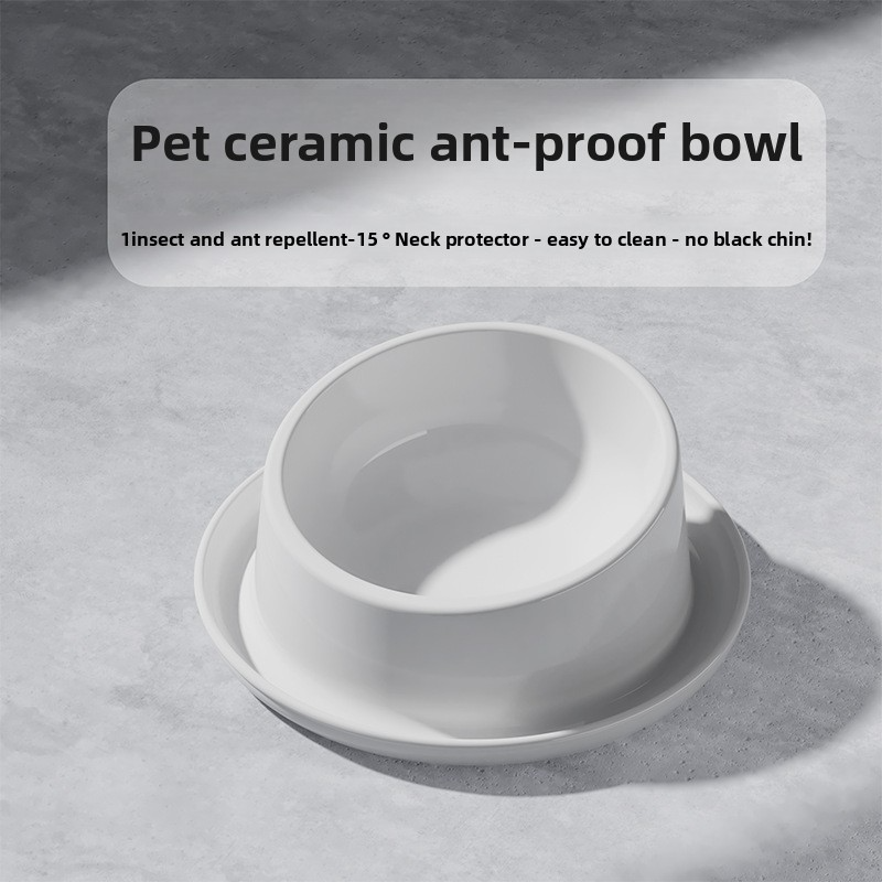 Ceramic Cat Bowl Ant Proof Cat Food Bowl Tilted Neck Protection Anti Tip Pet Bowl For Cats And Dogs