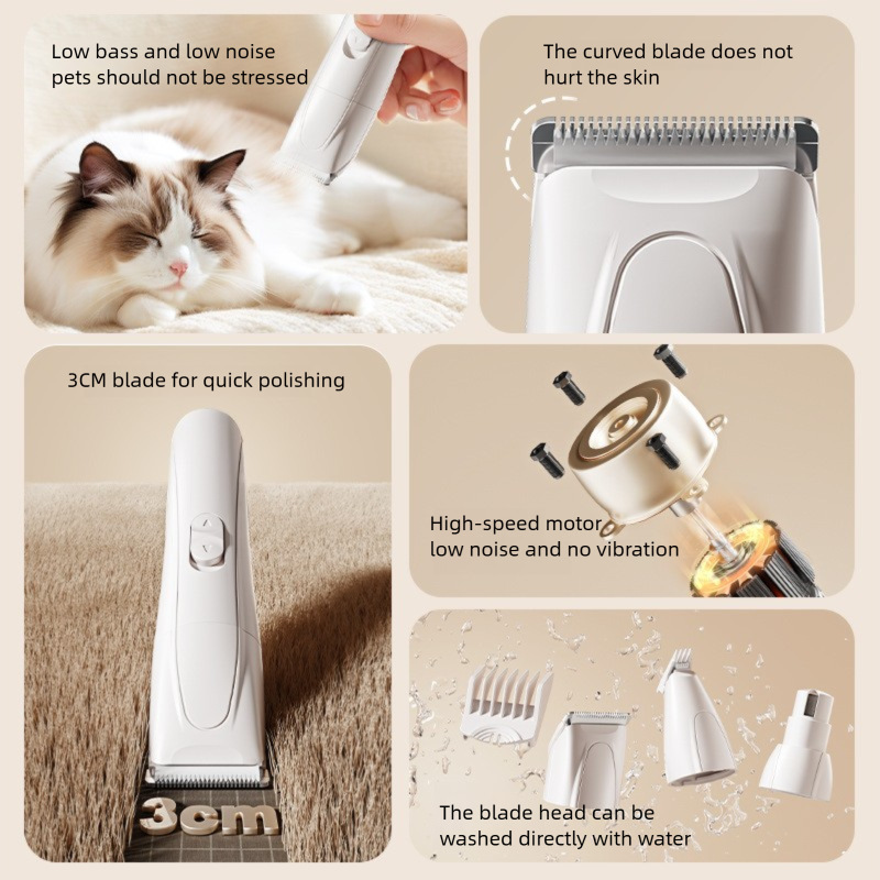 Rechargeable Pet Electric Hair Clipper Multifunctional Portable Trimmer For Cats Dogs Grooming Tool