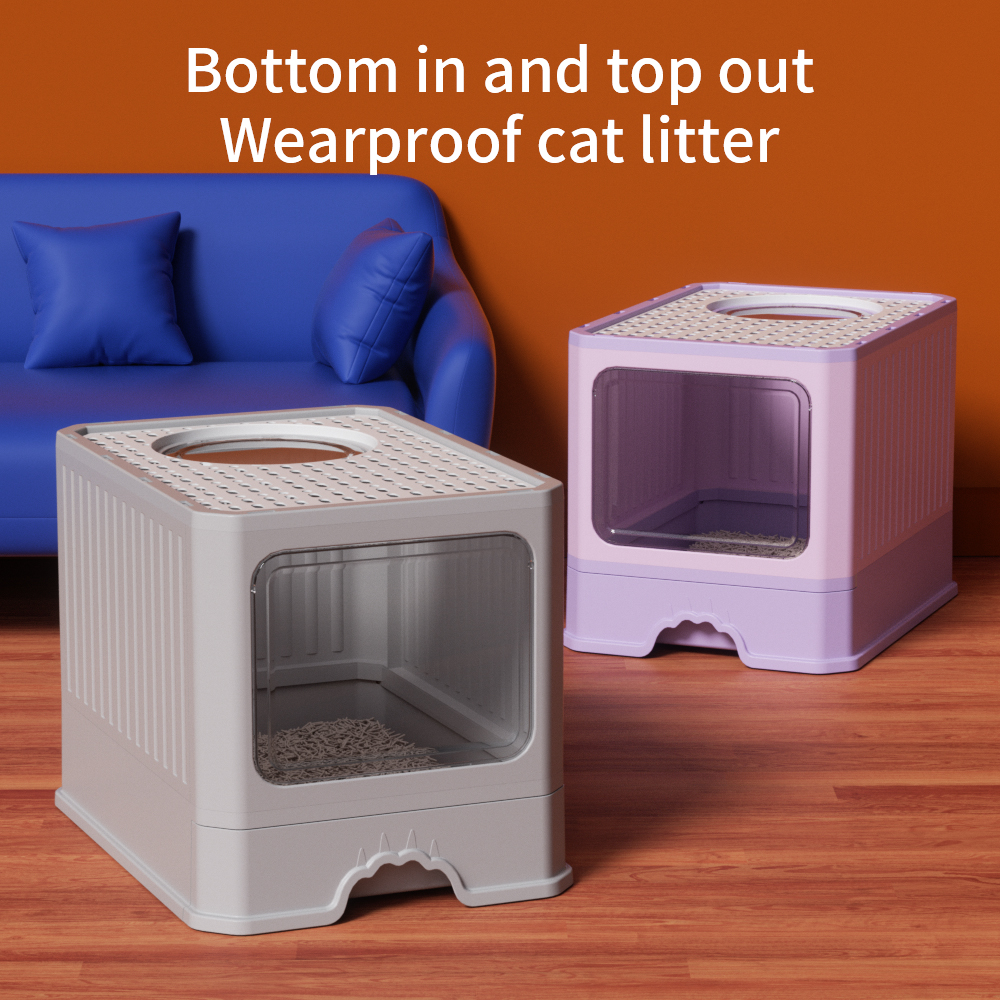 Enclosed Cat Litter Box - Odor Control, Top-Entry Pet Litter Pan with Ventilation