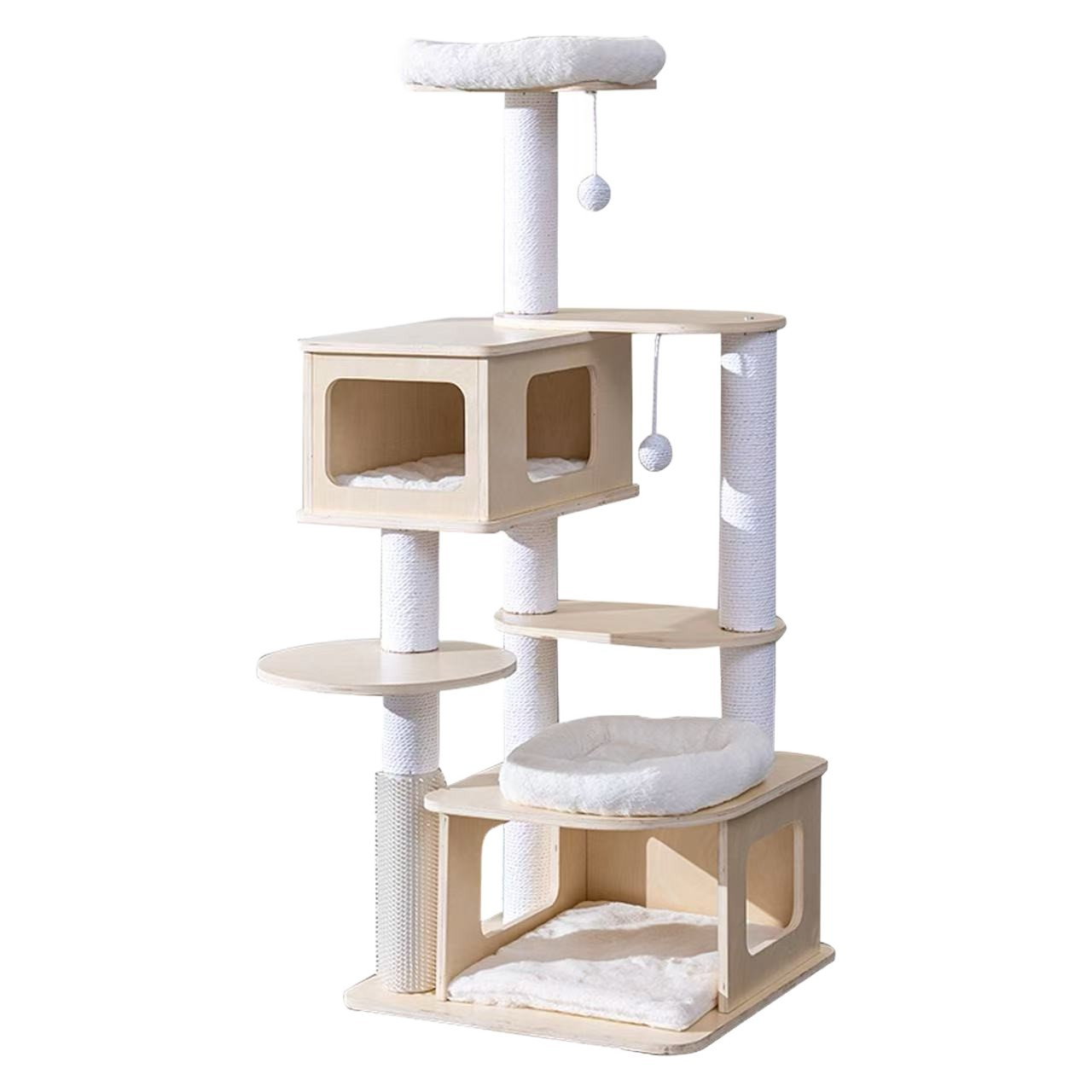 Solid Wood Cat Tree Large All Season Universal Cat House With Space Capsule And Cat Scratching Board Integrated Cat Climbing Frame