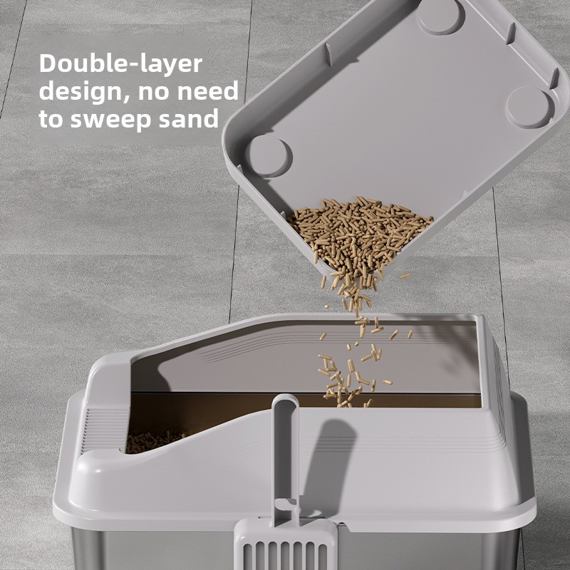 Cat Litter Trapper Mat Sand Catcher Tray Cat Litter Box Mat with Storage Pedal Pet Litter Mat Accessories Set