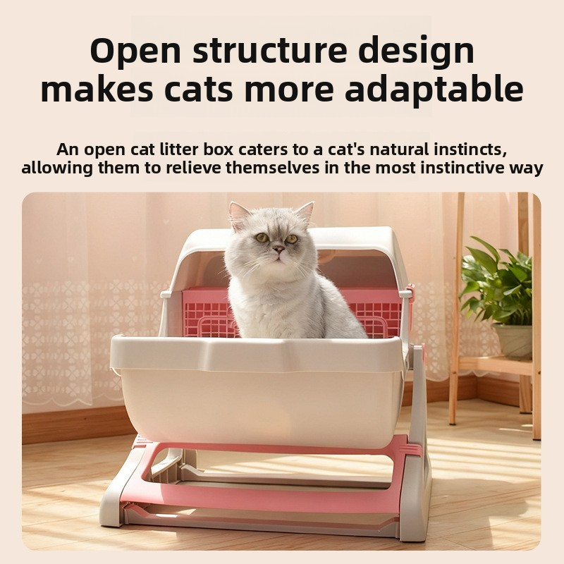 Semi Automatic Self Cleaning Cat Litter Box Factory Direct Large Size Semi Enclosed