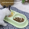 Double Bowl Cat Bowl Anti Tip Leak Proof Large Capacity Tilted Neck Protection Pet Water Food Bowl