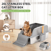 2-in-1 Stainless Steel Cat Litter Box - Ladder Pedal Oversized Easy Clean Tray