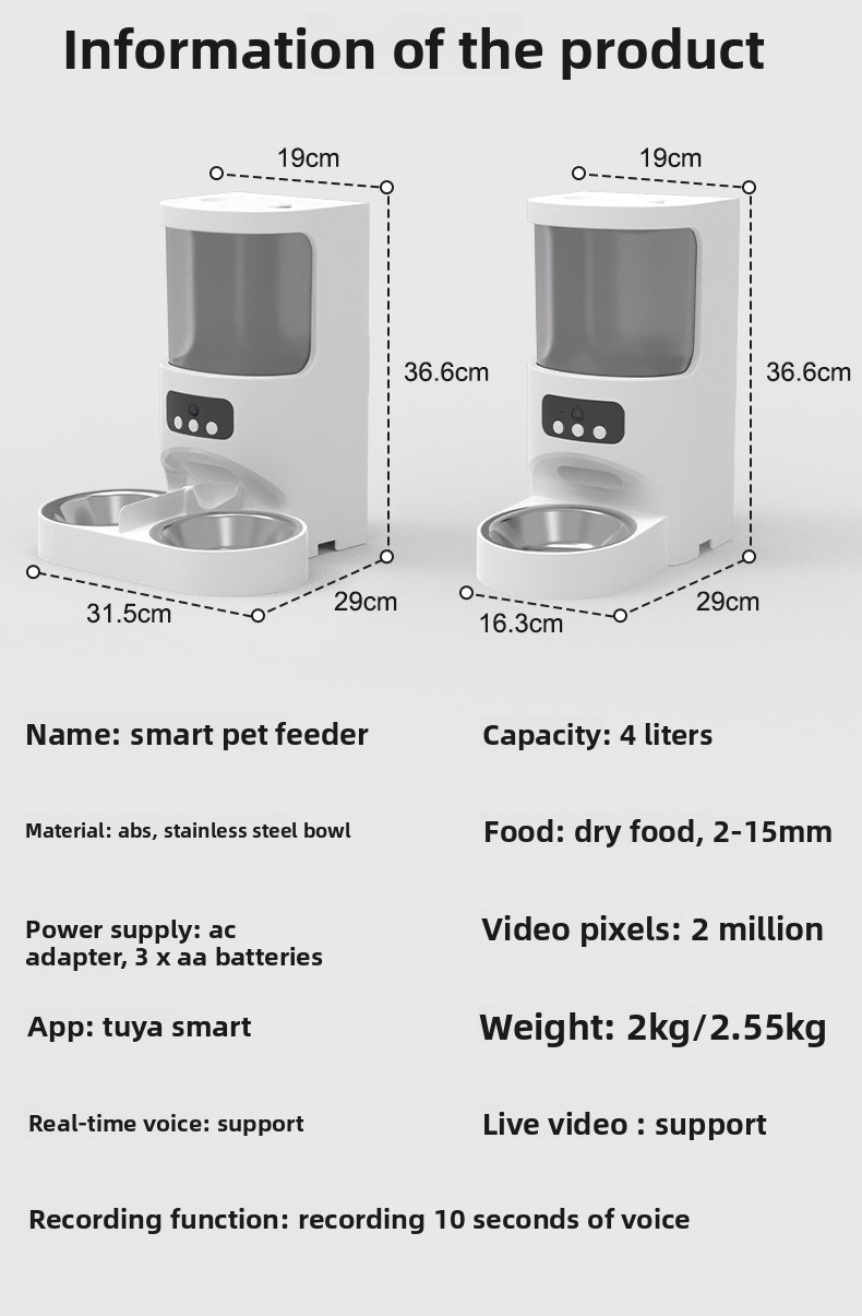 Double-bowl feeder size