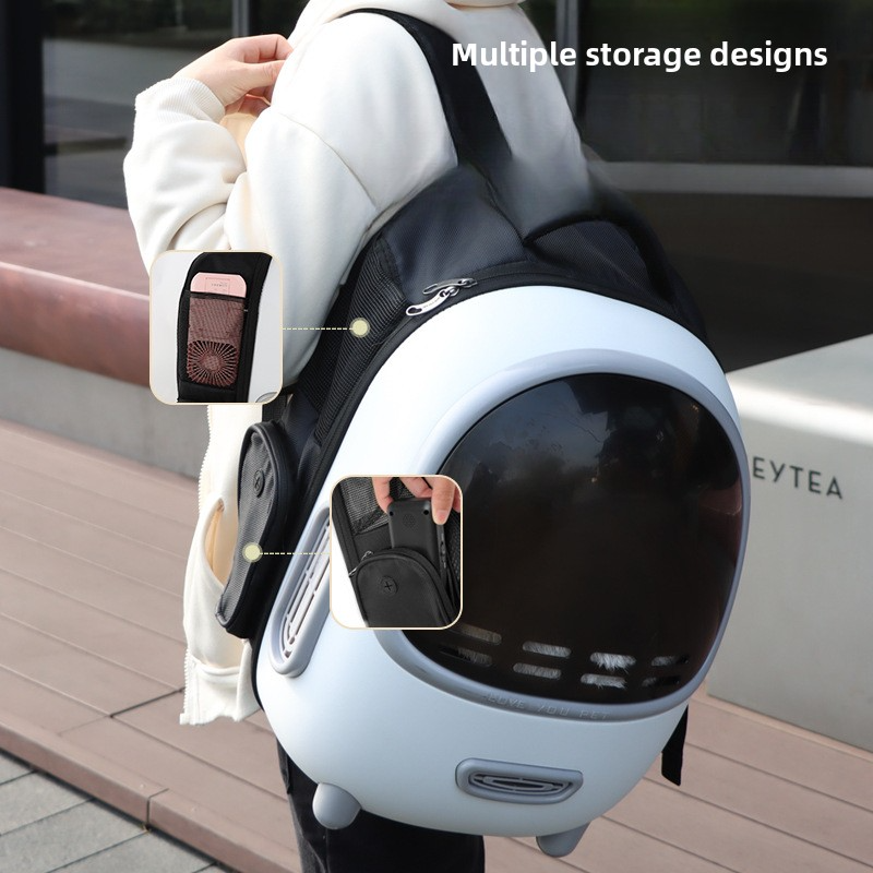 Portable Tea Color Panel Cat Bag Pet Outdoor Breathable Space Capsule Double Shoulder Large Capacity Pet Bag