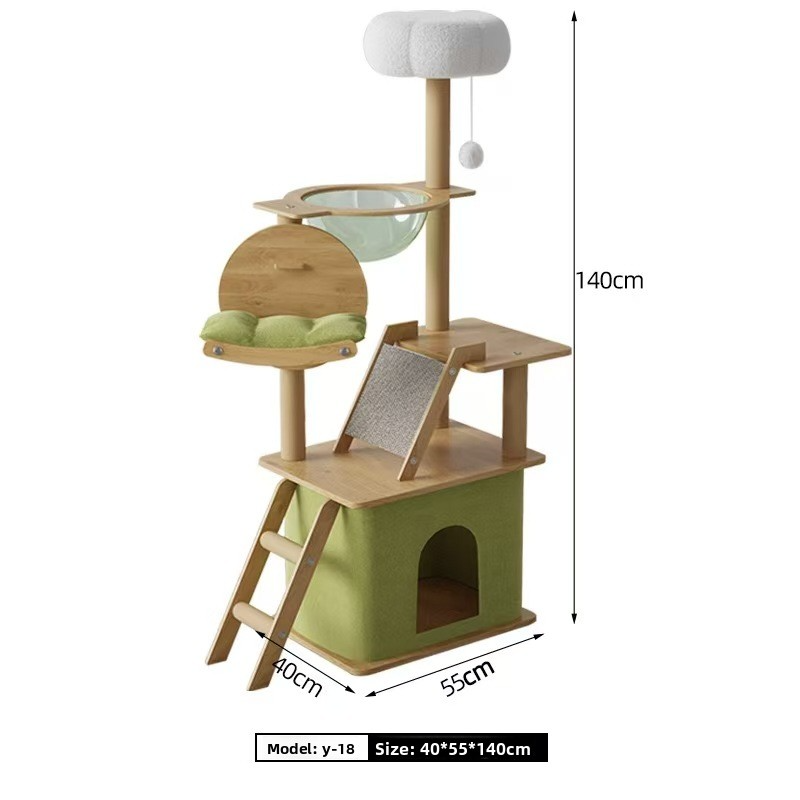 Multilayer Cat Tree - Integrated Scratcher, Nest & Space Capsule