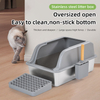 Oversized Stainless Steel Cat Litter Box - Easy Clean Non-Stick Bottom High Fence
