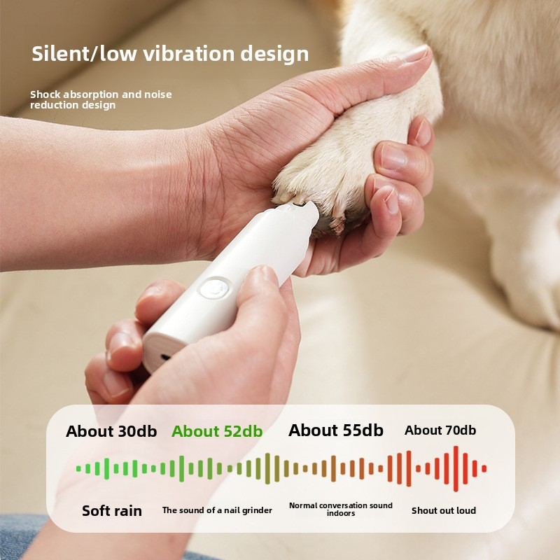 New Electric Pet Nail Grinder With Light USB Rechargeable Trimmer Clipper For Cats Dogs Grooming Care