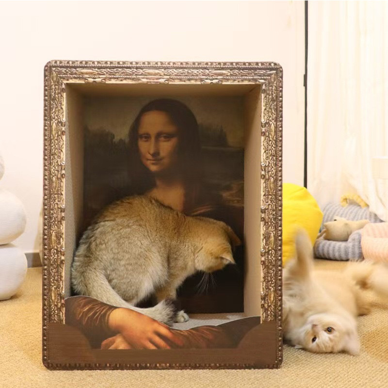 Mona Lisa Oil Painting Cat Scratcher Bed - Art Decor Pet Nest for Cats