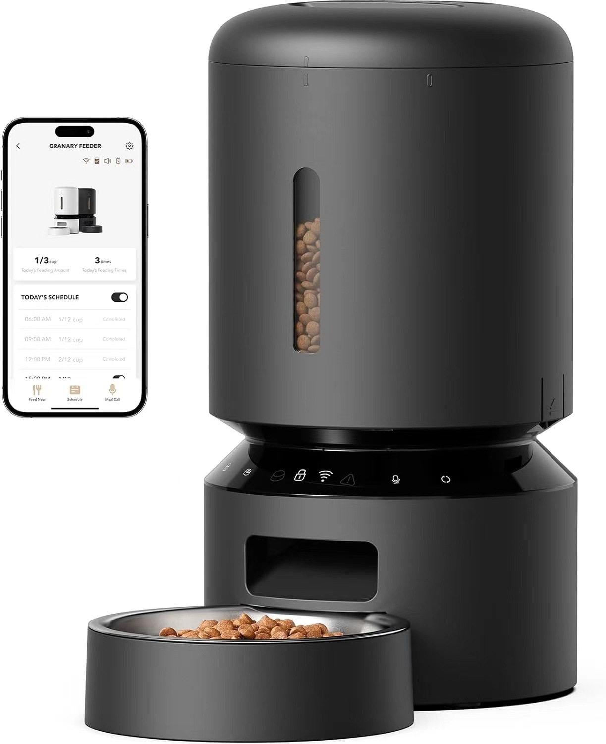 5g Wifi Automatic Cat Feeder Black Timed Dog Food Dispenser App Control Dual Band Wifi Fresh Food Preservation For Cats Dogs Home Use