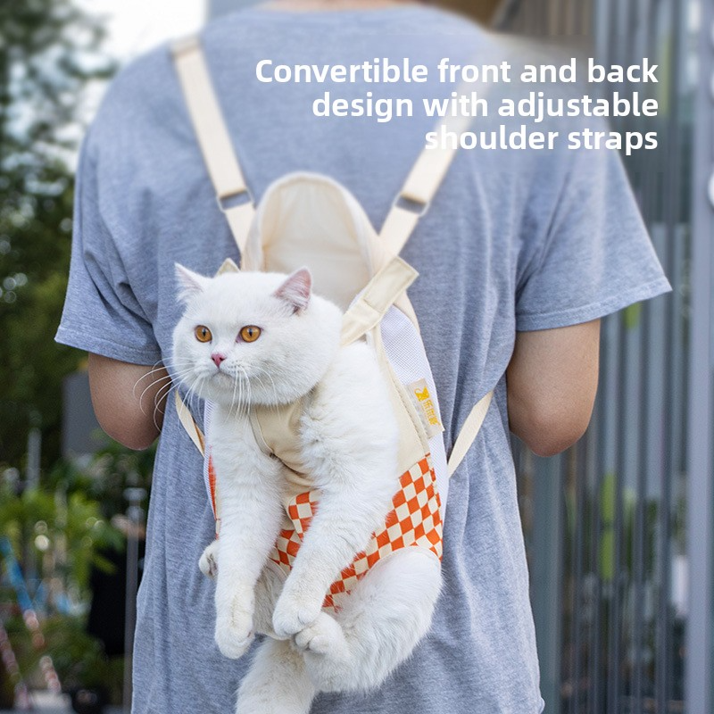 Pet Outdoor Portable Double Shoulder Cat Bag Linen Cotton Four Leg Front Pack For Cats Small Dogs Wholesale