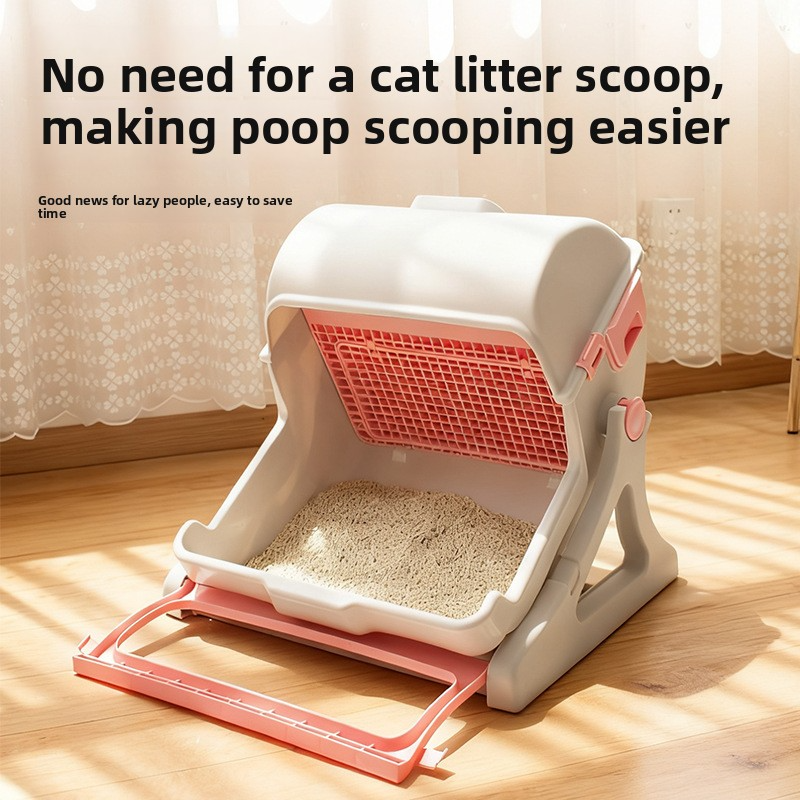 Semi Automatic Self Cleaning Cat Litter Box Factory Direct Large Size Semi Enclosed
