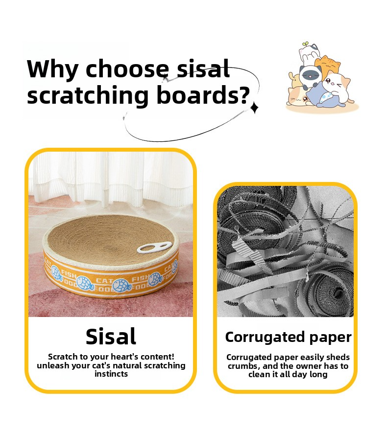 Canned Sisal Cat Bed Integrated with Cat Scratcher Large-Size Cat Toy for Claw Grinding No-Shedding Cat Claw Bed