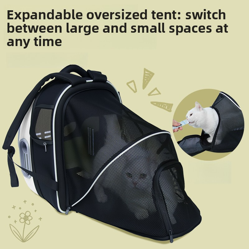 Portable Tea Color Panel Cat Bag Pet Outdoor Breathable Space Capsule Double Shoulder Large Capacity Pet Bag