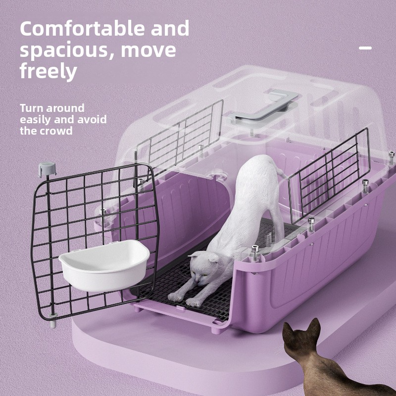 Portable Pet Air Carrier Outdoor Travel Cat Cage Space Box Customizable Multiple Colors Optional Home Use