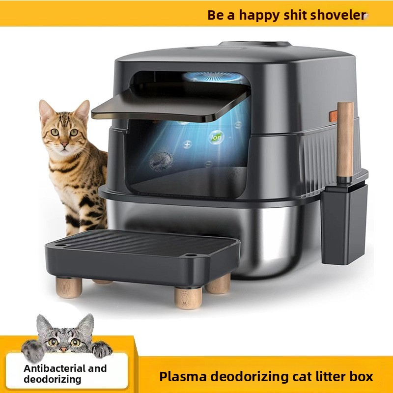 Extra Large Fully Enclosed Smart Cat Litter Box Infrared Sensor Air Freshener Disinfection Odor-Proof Anti-Splash Cat Toilet
