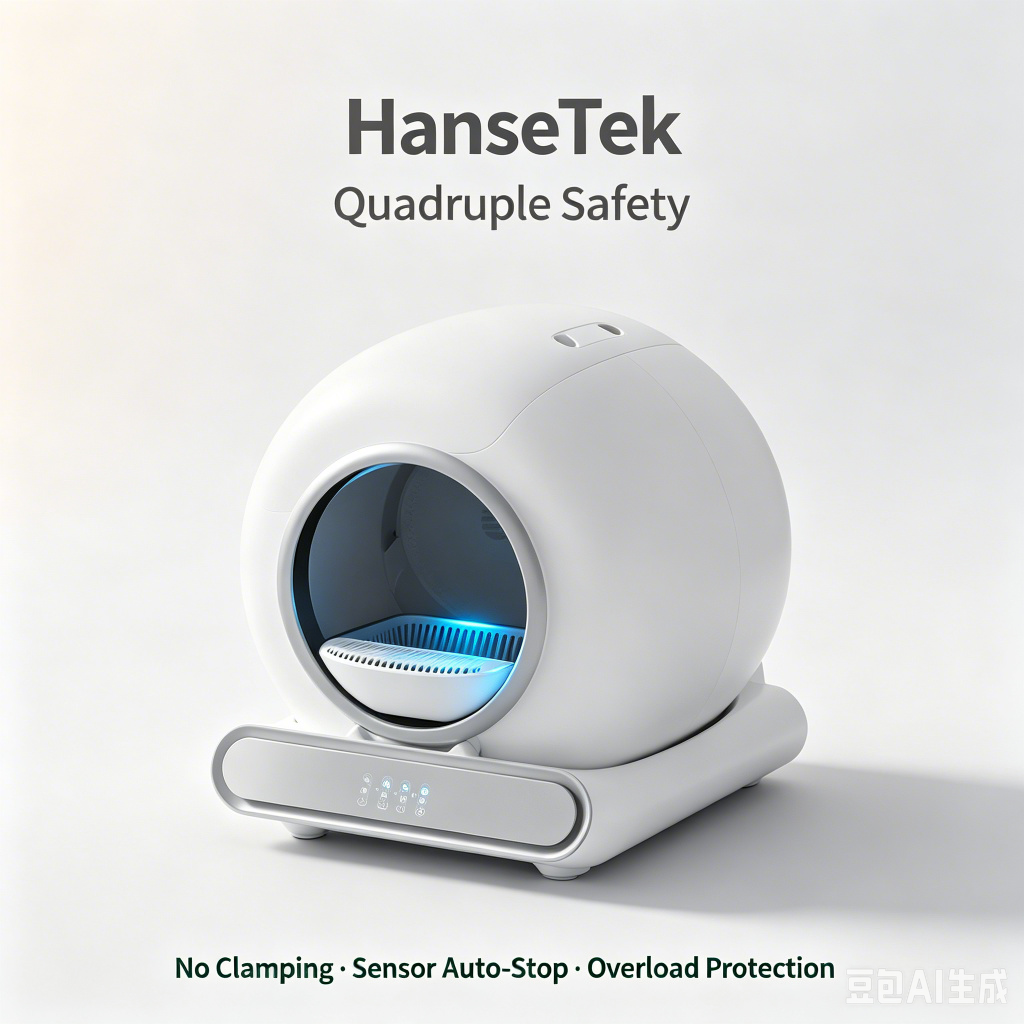 HanseTek cat litter box with double odor removal, one-key disassembly and easy-to-clean design for fresh, odor-free indoor air